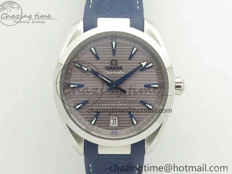0501 Aqua Terra 150M Master Chronometers VSF 1:1 Best Edition Gray Dial Blue Hand on Blue Rubber Strap A8900 Super Clone HighQuality 8004